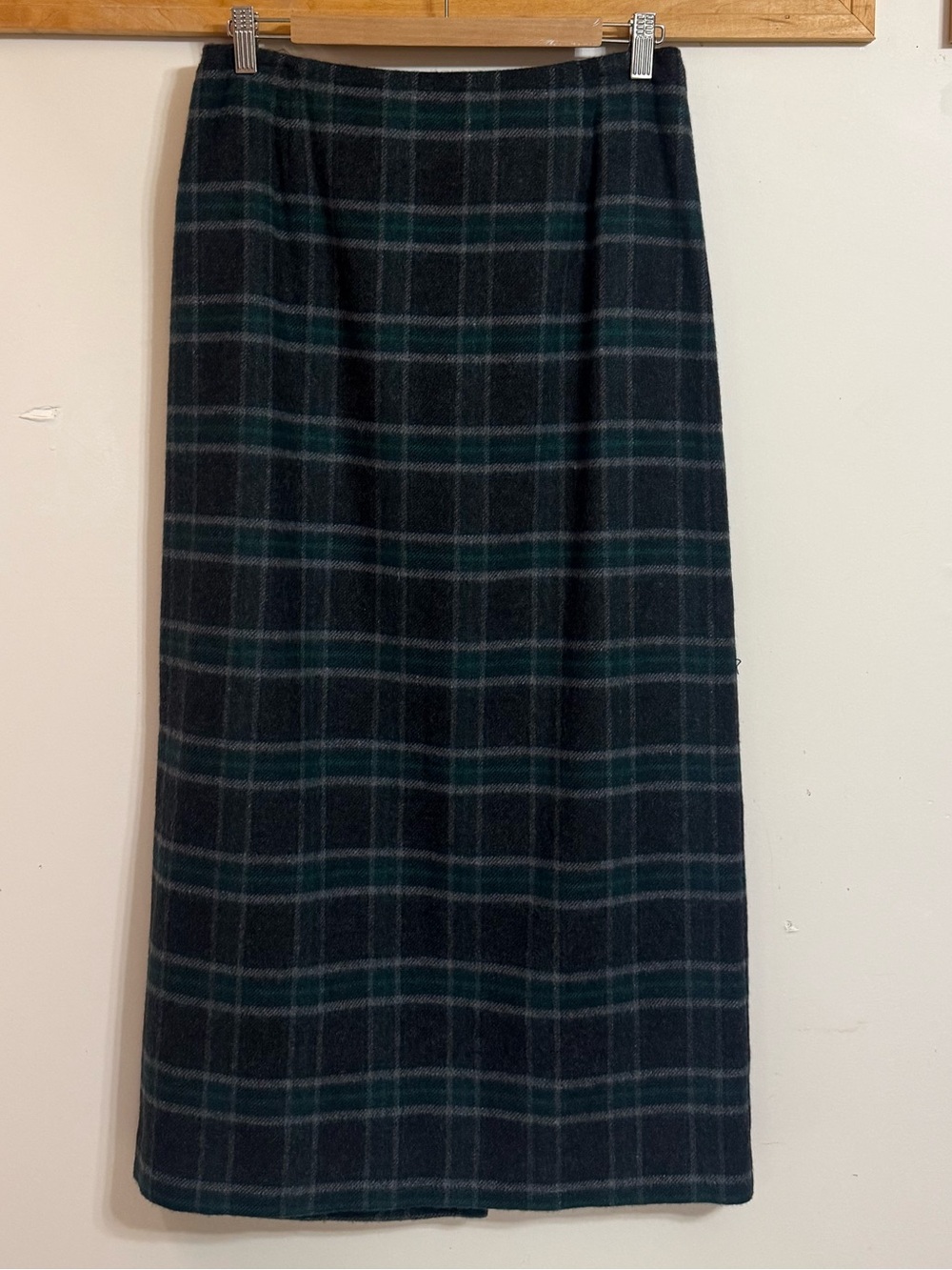 Green and Charcoal Plaid Skirt